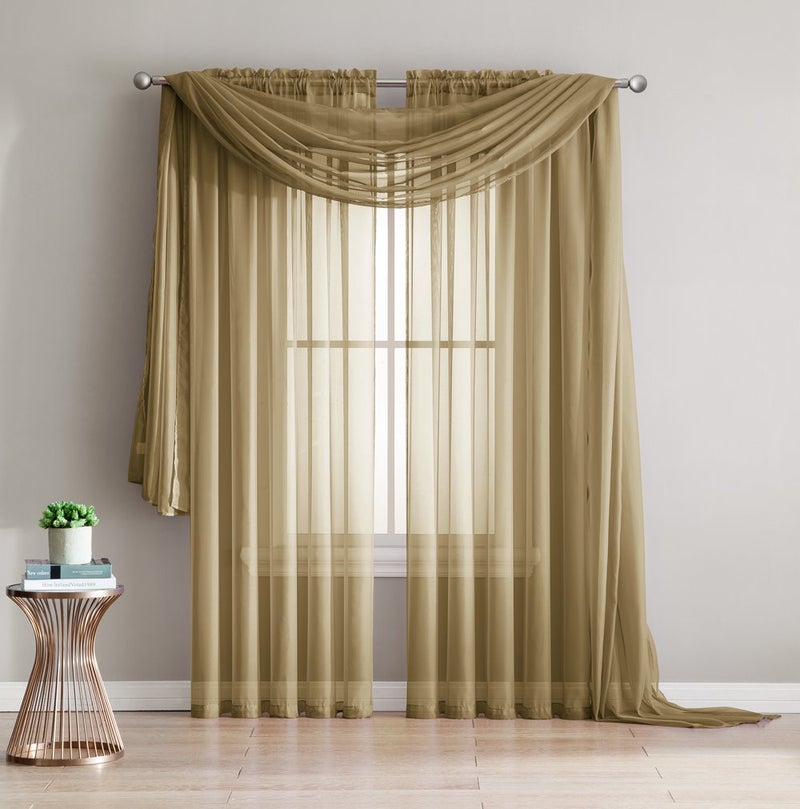 LinenZone Gold Window Scarf Valance in 360 Inch Size. Use Window Scarves as Canopy Bed or Backdrop Curtains, Curtain Scarf, or Sheer Fabric for Draping. (Amazing 55 x 360, Gold) - Image 3